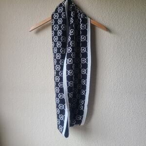 Michael Kors Black and White Scarf MK print One Size